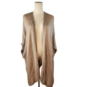 Marla Wynne Open Front Knit Cardigan Sweater Taupe M/L Cozy Basic Staple